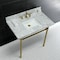 Fauceture KVPB36M8SQ7ST 36" Carrara Marble Vanity Top with Stainless Steel Legs, Marble White/Brushed Brass KVPB36M8SQ7ST - alternate 3